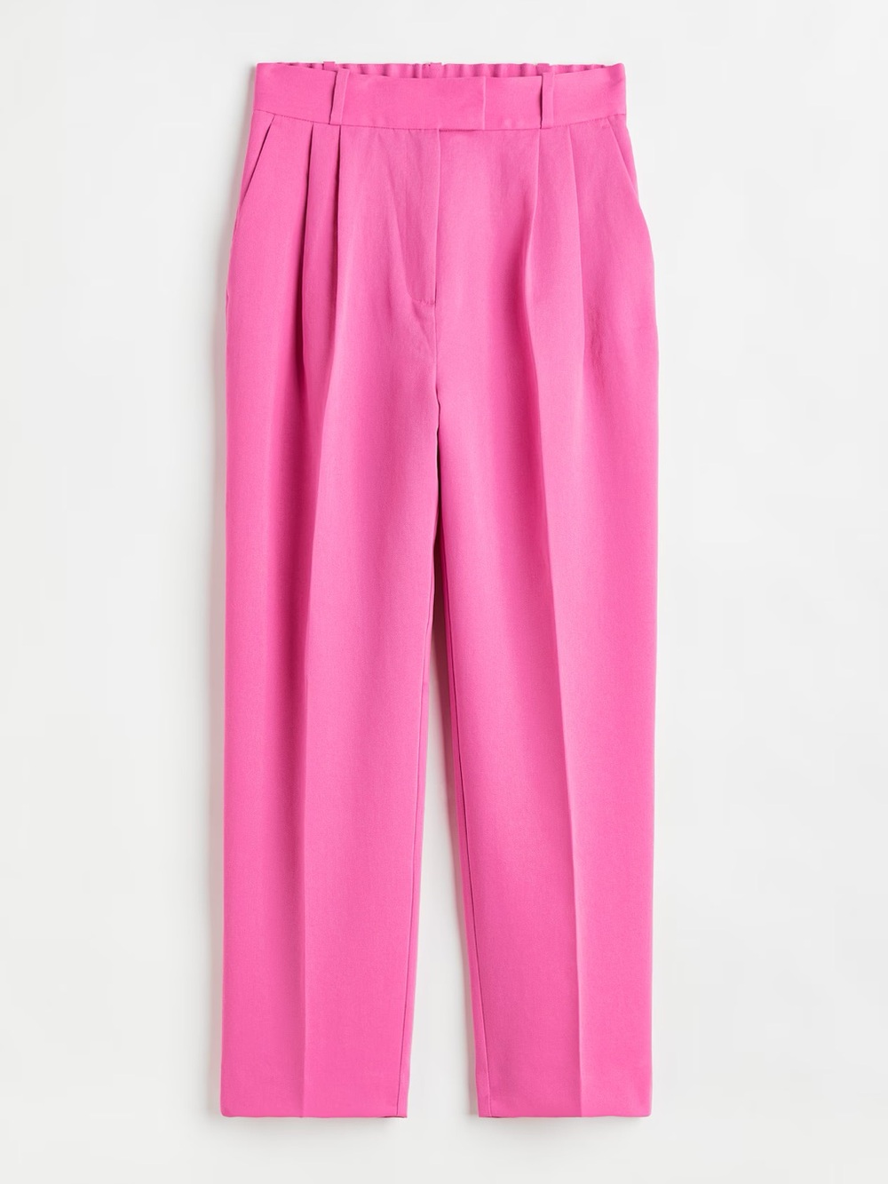 H&M Hot Pink High-Waist Pleated Trousers